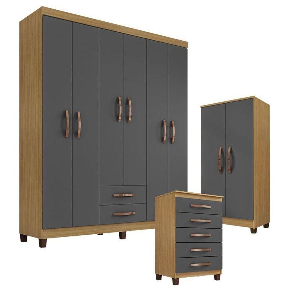 Guarda Roupa Casal Modena Com Cômoda Cannes 5 Gavetas E Armário Multiuso Recife Carvalho Americano Grafite – Incorplac Guarda Roupa Casal Modena Com Cômoda Cannes 5 Gavetas E Armário Multiuso Recife Carvalho Americano Grafite – Incorplac