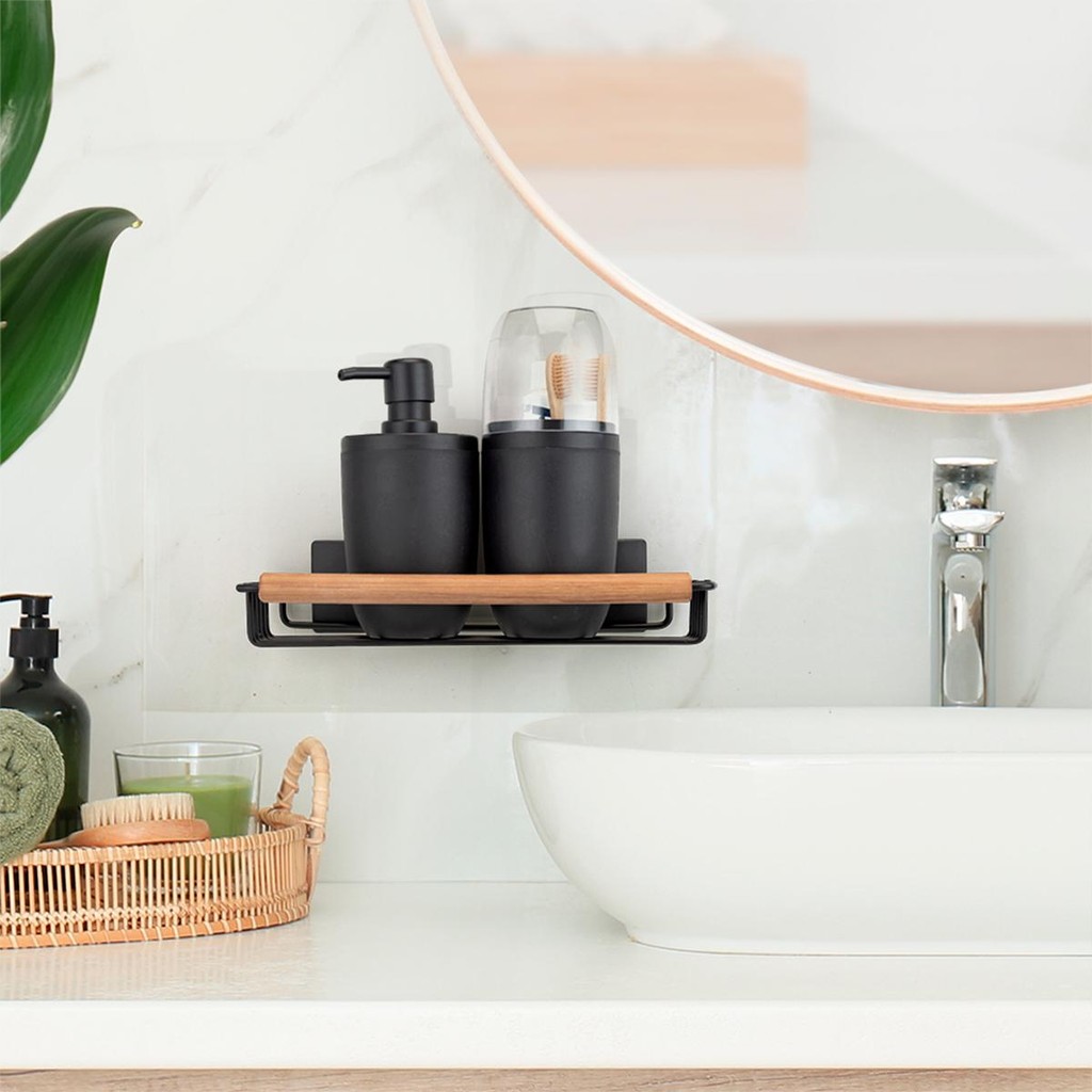 Kit Porta Escova Com Tampa + Porta Sabonete Liquido + Prateleira Eco Design 9060 – Arthi Kit Porta Escova Com Tampa + Porta Sabonete Liquido + Prateleira Eco Design 9060 – Arthi