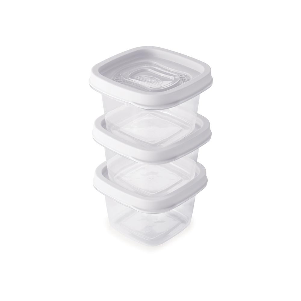 Conjunto de Potes de Plástico Quadrados 200 ml Clic 3 Unidad Conjunto de Potes de Plástico Quadrados 200 ml Clic 3 Unidad