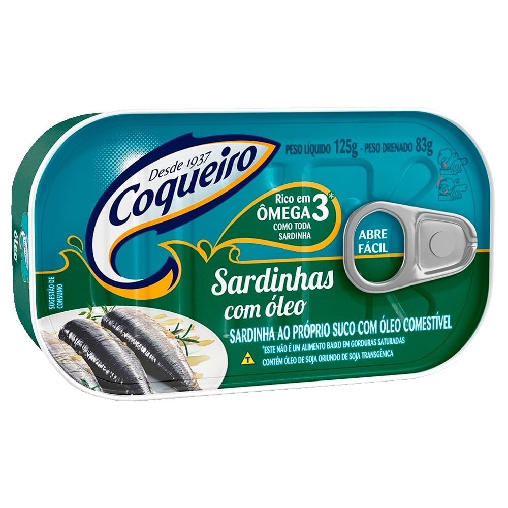 Sardinha Coqueiro com Óleo 125g – Embalagem com 54 Unidades Sardinha Coqueiro com Óleo 125g – Embalagem com 54 Unidades