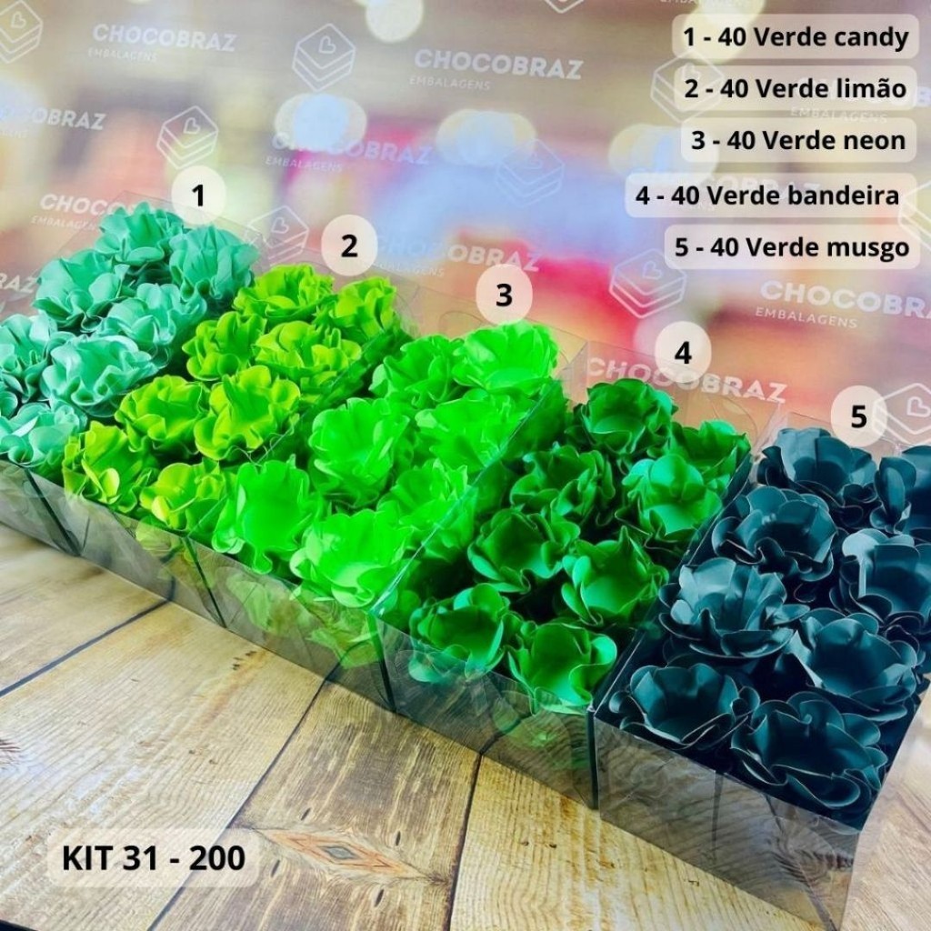 KIT 200 Forminhas De Doces Festa 5 Cores VD BANDEIRA+VERDE NEON+VERDE CANDY+VERDE LIMÃO+VERDE MUSGO KIT 200 Forminhas De Doces Festa 5 Cores VD BANDEIRA+VERDE NEON+VERDE CANDY+VERDE LIMÃO+VERDE MUSGO