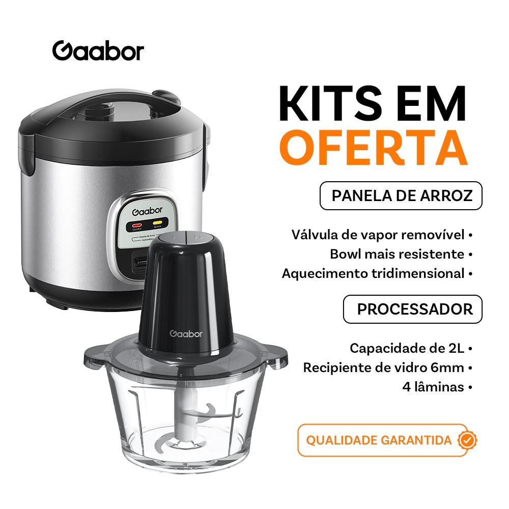 [Venda em conjunto] Gaabor 1L Rice Cooker RC20M + Processador Multislice 2L MG-15M02A