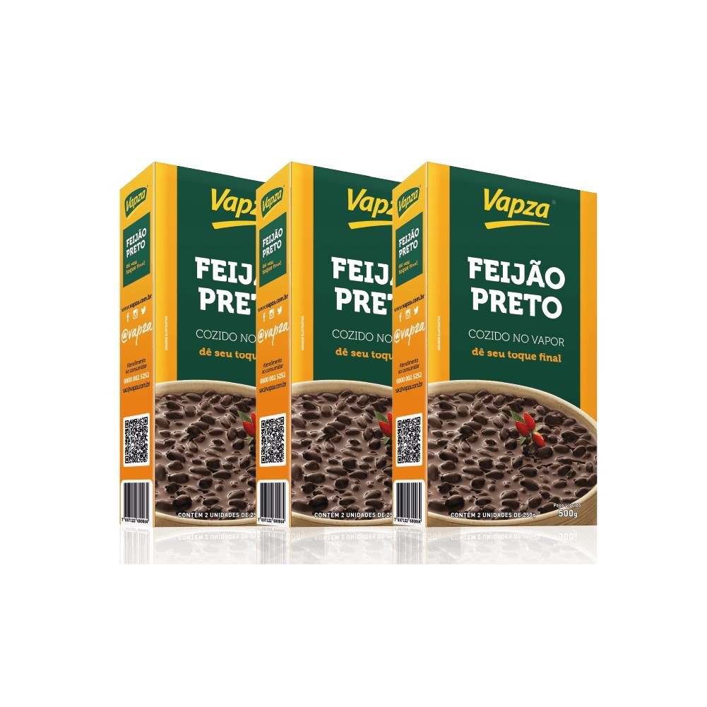 Kit 3 Feijões Preto 500G Vapza