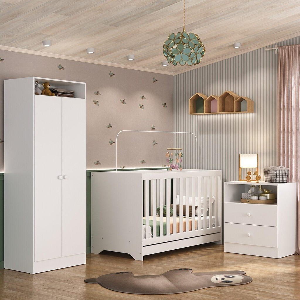 Quarto de Bebê Infantil Completo Encanto Multimóveis Branco Quarto de Bebê Infantil Completo Encanto Multimóveis Branco