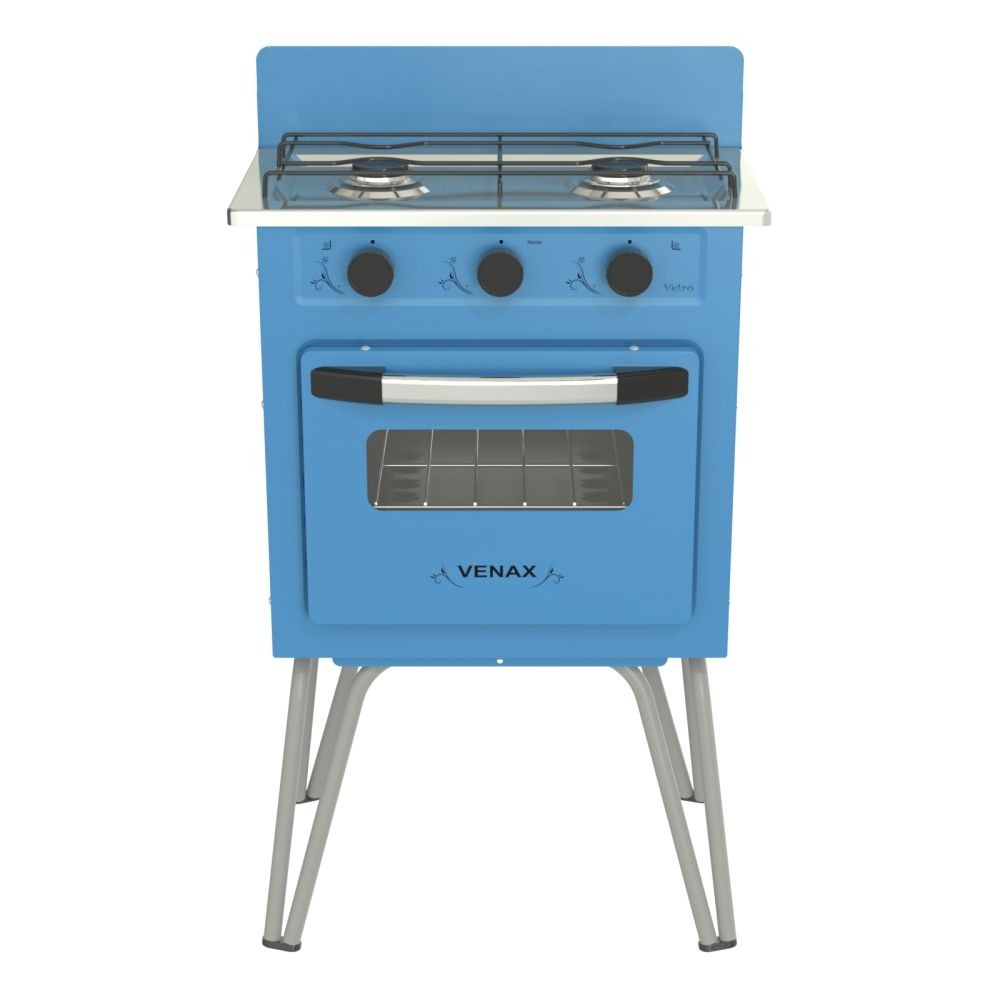 Fogão Portátil 2 Bocas Venax Gemini Vetrô Gas Glp Azul Fogão Portátil 2 Bocas Venax Gemini Vetrô Gas Glp Azul