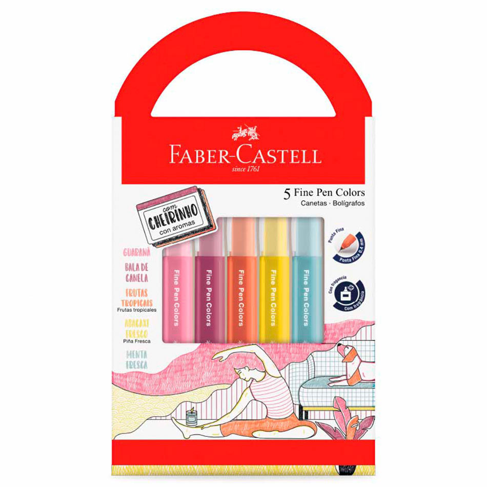 Caneta hidrográfica Fine Pen Revigora & Energiza com 5 unidades FPB/ES5REZF Faber-Castell Caneta hidrográfica Fine Pen Revigora & Energiza com 5 unidades FPB/ES5REZF Faber-Castell