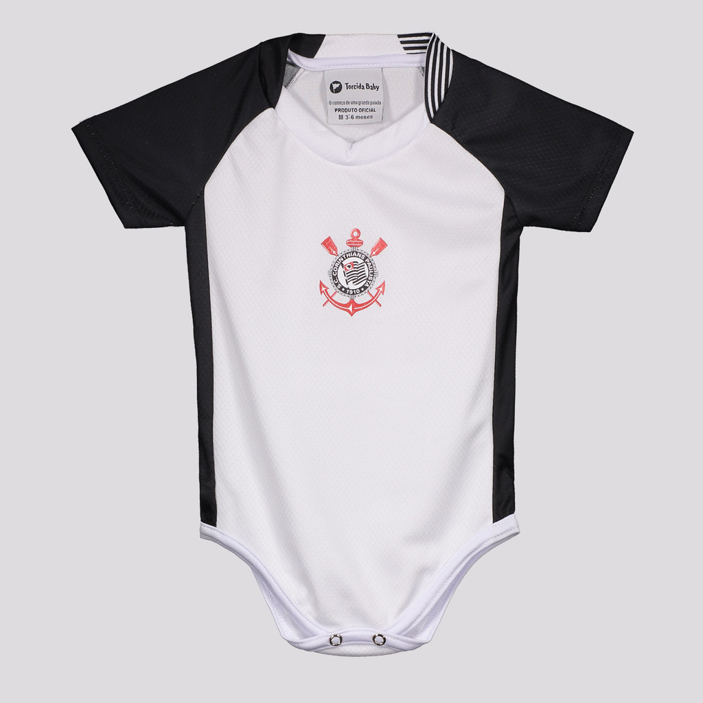 Body Corinthians Premium Branco e Preto Body Corinthians Premium Branco e Preto