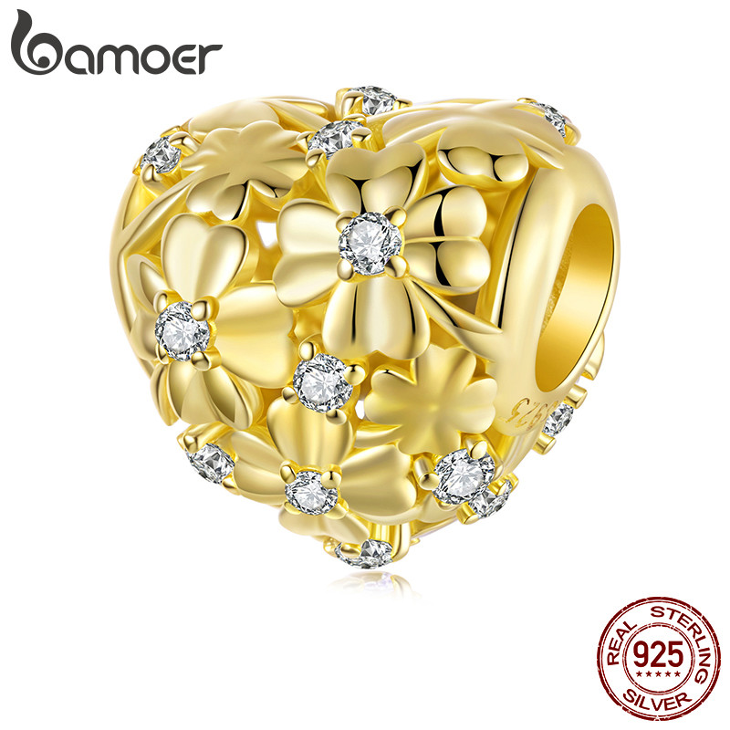 Bamoer 925 Prata Esterlina Charme Ouro Trevo De Quatro Folhas Pingente Pulseira Presente Para Mulher Bamoer 925 Prata Esterlina Charme Ouro Trevo De Quatro Folhas Pingente Pulseira Presente Para Mulher