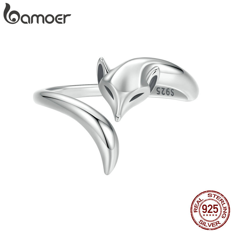 Bamoer 925 Sterling Sliver Fita Aberta Anel Raposa Presentes De Moda Requintada Para Mulheres Bamoer 925 Sterling Sliver Fita Aberta Anel Raposa Presentes De Moda Requintada Para Mulheres