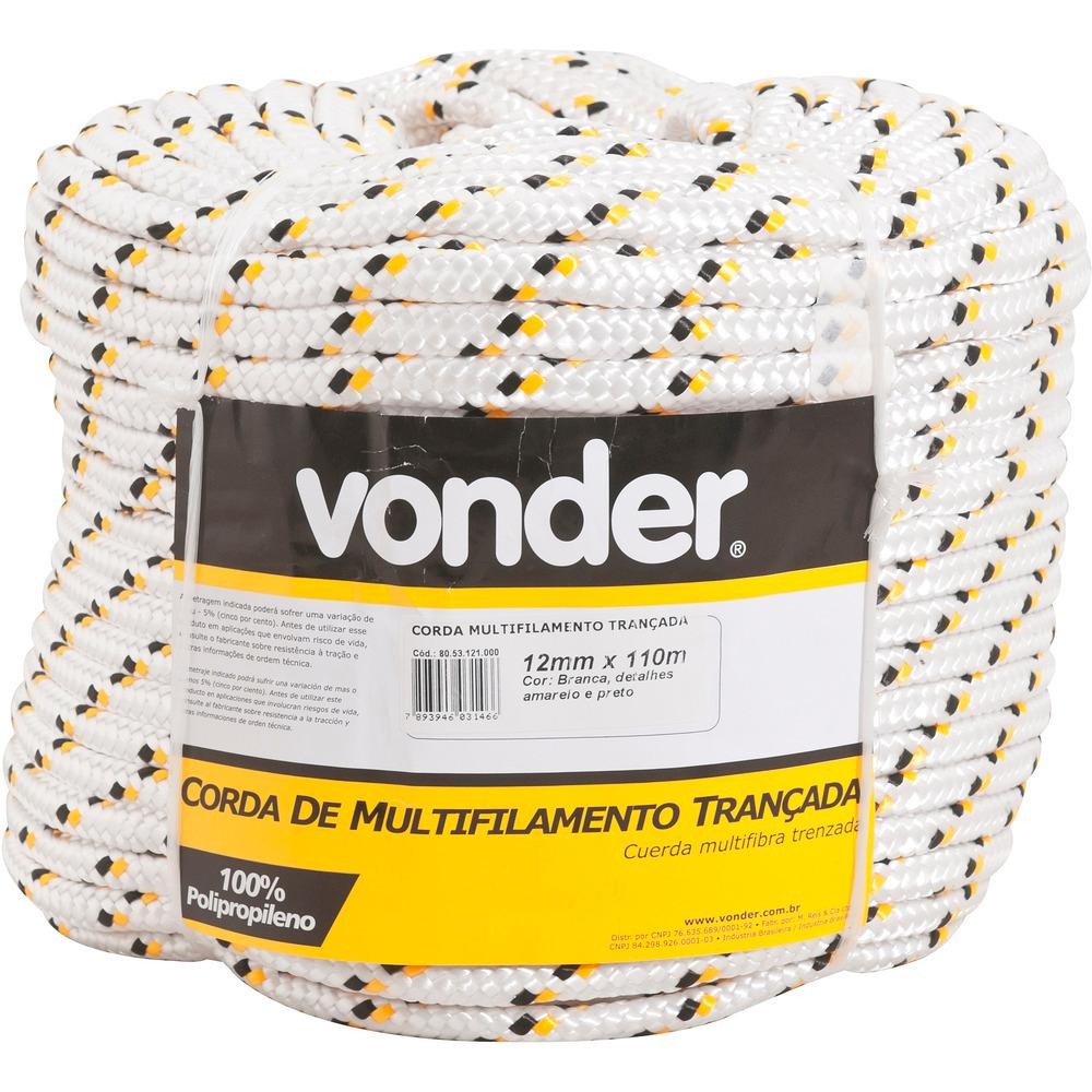 Corda Multifilamento Trançada 12,0mm 3,2kg 50 Metros Branca/ Corda Multifilamento Trançada 12,0mm 3,2kg 50 Metros Branca/