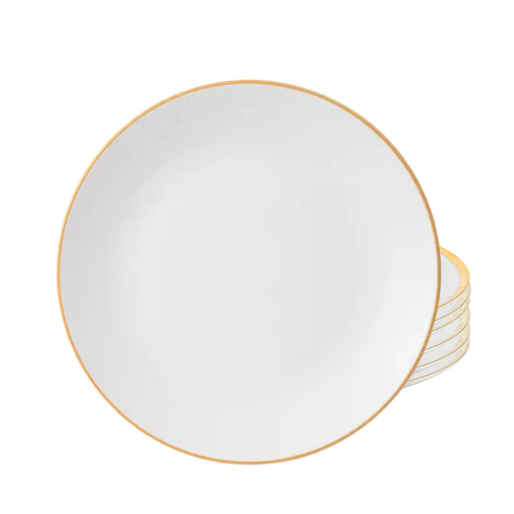 Jogo De Pratos Raso 27cm Kit 6 Peças Borda Dourada Porcelana Legacy Gold Luxo Mesa Posta Jogo De Pratos Raso 27cm Kit 6 Peças Borda Dourada Porcelana Legacy Gold Luxo Mesa Posta