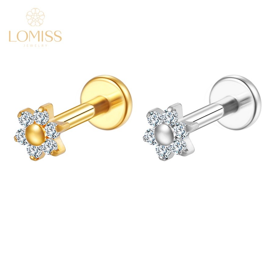 Lomiss Piercing Helix Tragus Labret Aço Cirúrgico Flor Zircônias Lomiss Piercing Helix Tragus Labret Aço Cirúrgico Flor Zircônias