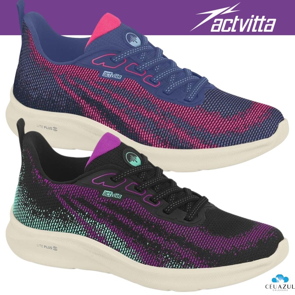 Tênis Feminino Actvitta Esportivo Caminhada Leve Confortável Tênis Feminino Actvitta Esportivo Caminhada Leve Confortável