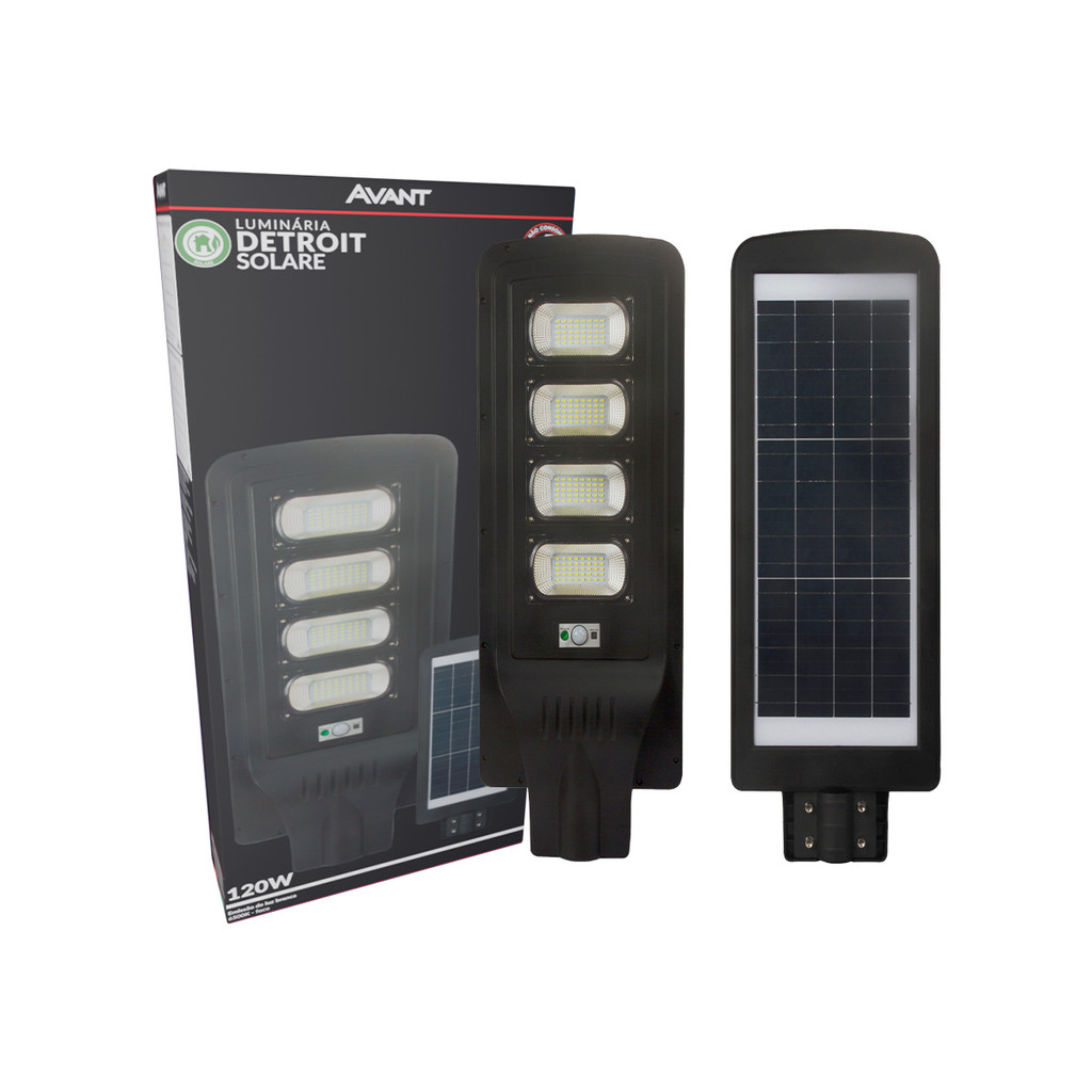 Luminária Poste Solar Led Detroit 6500k 120w IP65 Rua Chacara Campo Luminária Poste Solar Led Detroit 6500k 120w IP65 Rua Chacara Campo