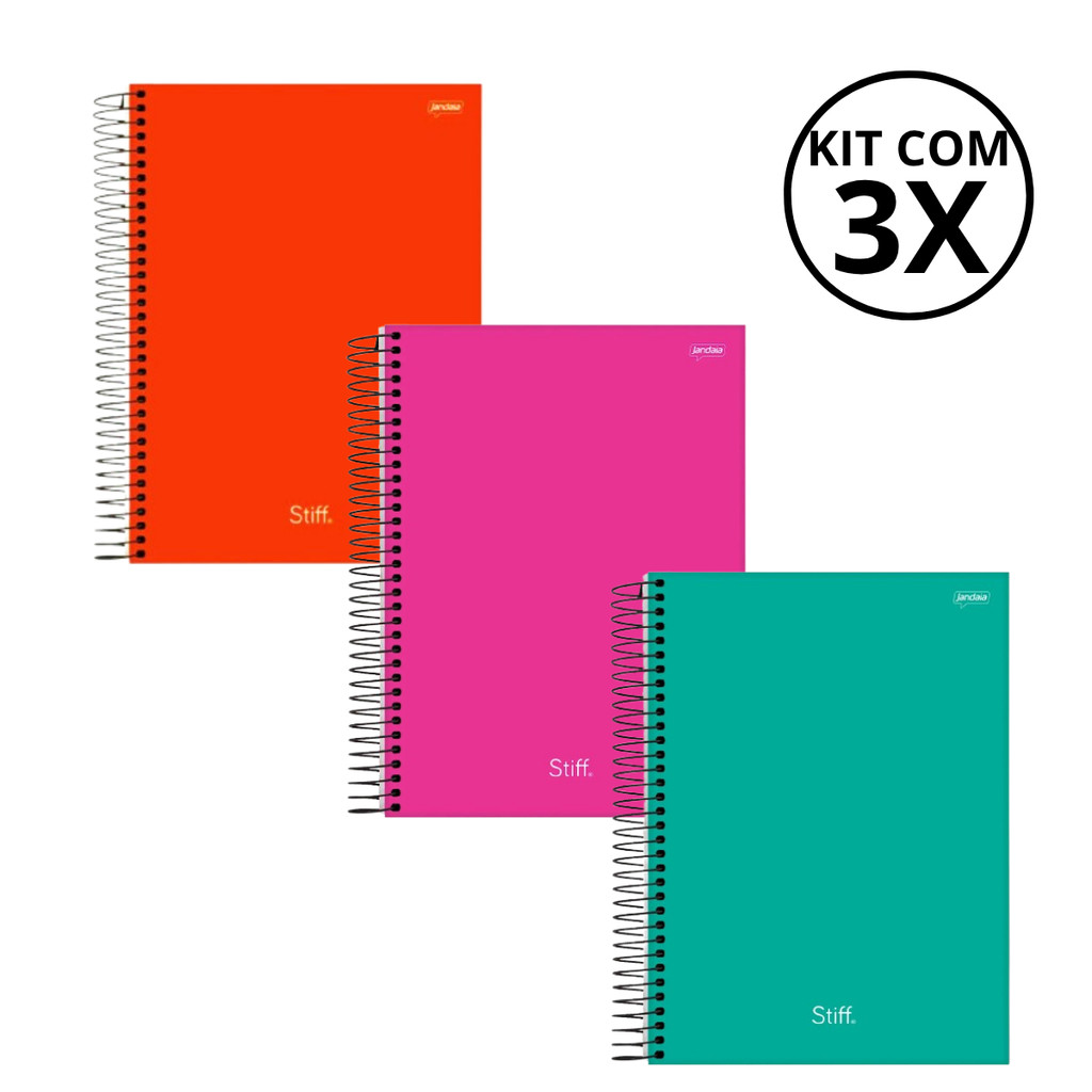 Kit Com 03 Cadernos Universitário 15 Matérias Stiff – Jandaia kIT 01 Kit Com 03 Cadernos Universitário 15 Matérias Stiff – Jandaia kIT 01