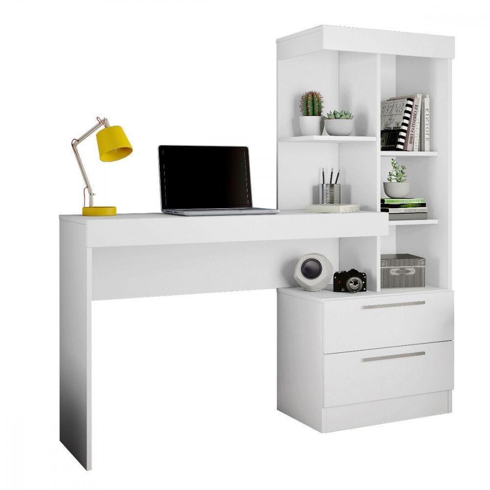 Mesa para Escritório com Estante e 2 Gavetas Flex Office Notável Branco New/Rosa Mesa para Escritório com Estante e 2 Gavetas Flex Office Notável Branco New/Rosa