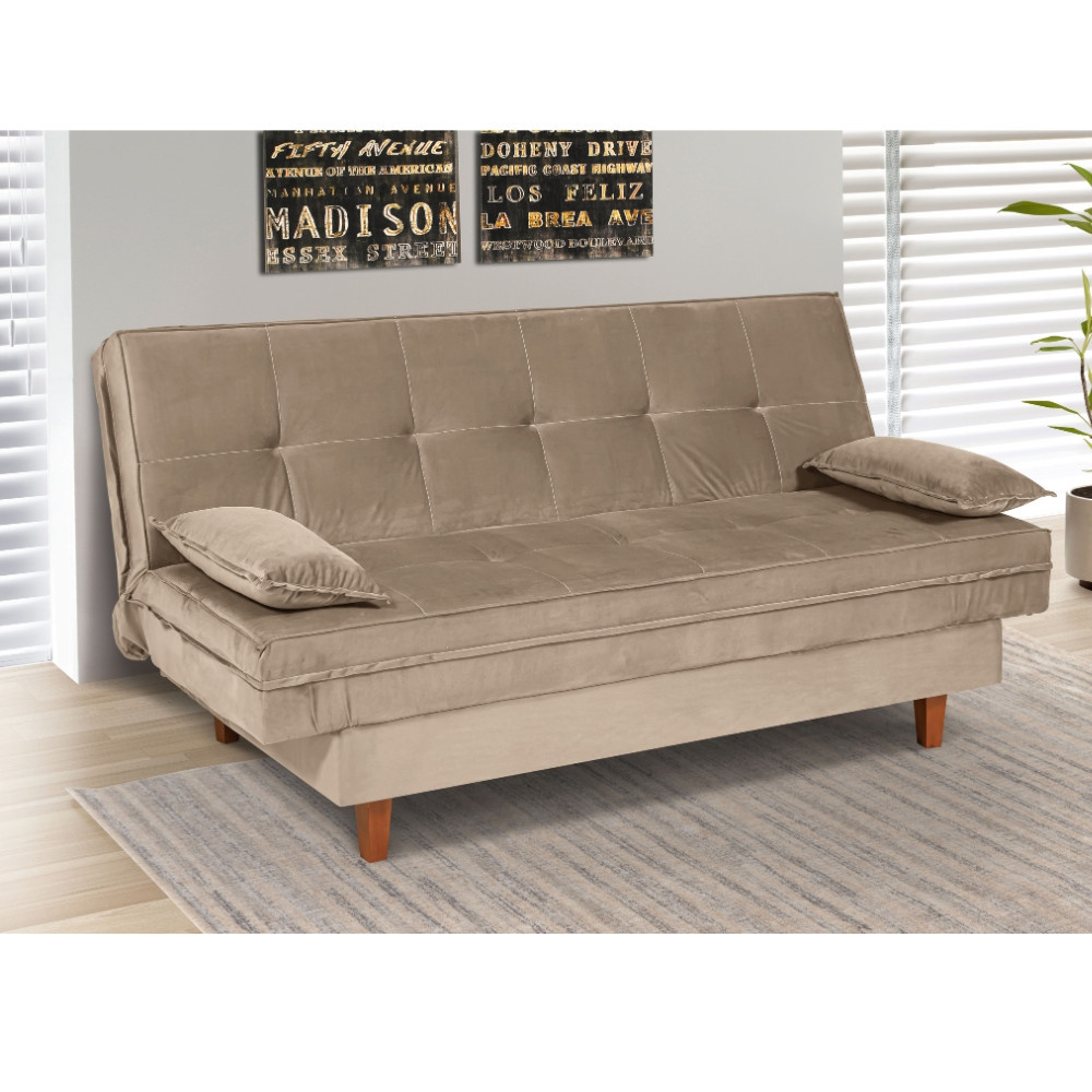 Sofá Cama 3 Lugares 192cm Veludo Holanda Berflex Sofá Cama 3 Lugares 192cm Veludo Holanda Berflex