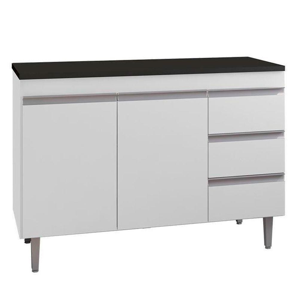 Balcão De Cozinha Andréia Branco Com Tampo 100 Cm Preto Fosco – Ajl Balcão De Cozinha Andréia Branco Com Tampo 100 Cm Preto Fosco – Ajl