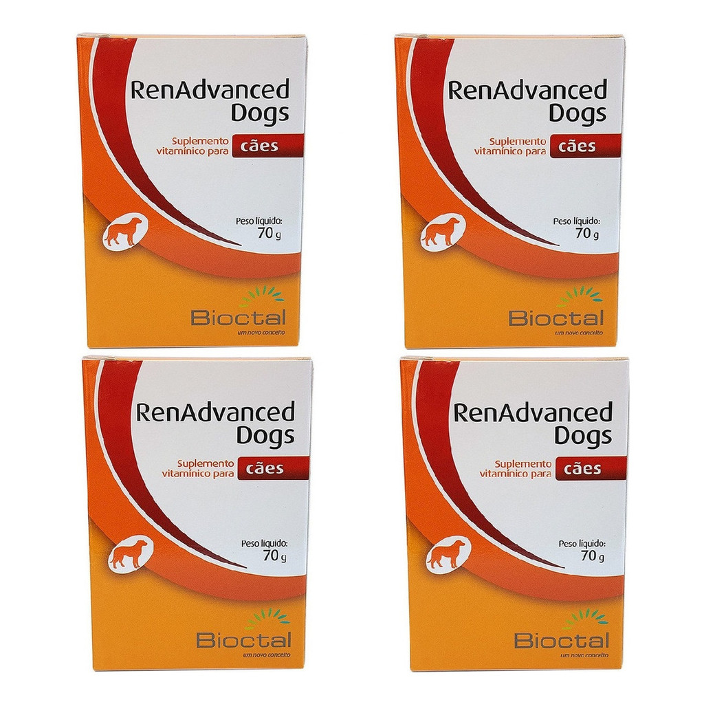Kit 4 Suplemento Vitamínico Bioctal RenAdvanced Dogs Tratamento Renal – 70 g Kit 4 Suplemento Vitamínico Bioctal RenAdvanced Dogs Tratamento Renal – 70 g
