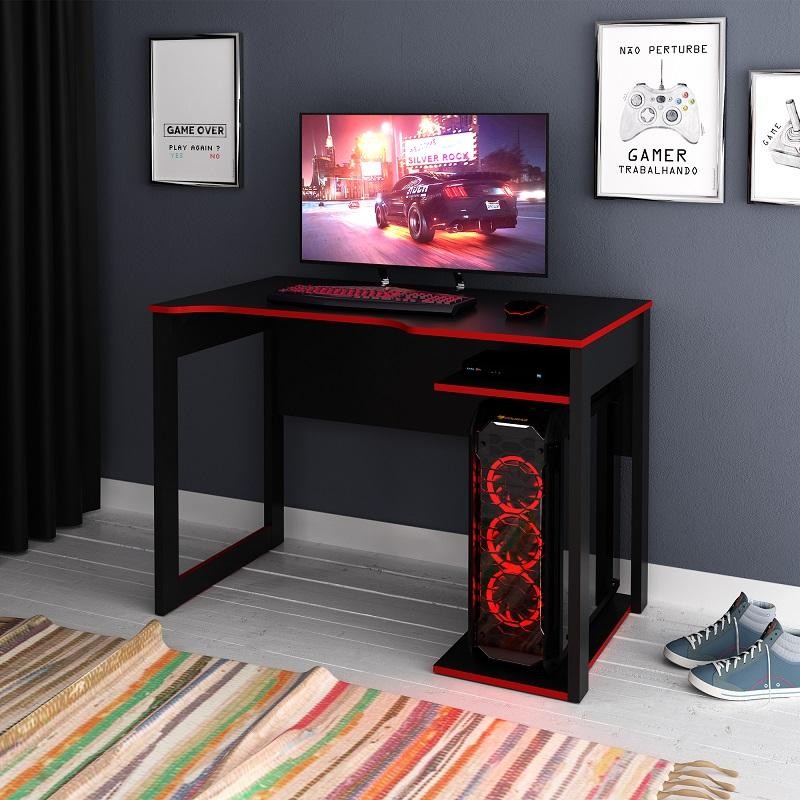 Mesa Gamer Escrivaninha Home Office Nicho Preto Vermelho Mesa Gamer Escrivaninha Home Office Nicho Preto Vermelho