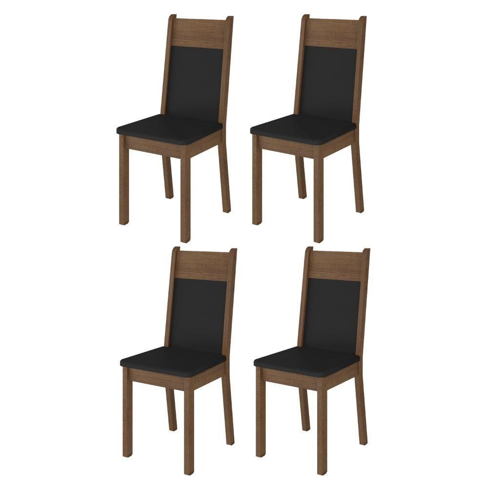 Kit 4 Cadeiras Rustic Preto Madesa Kit 4 Cadeiras Rustic Preto Madesa
