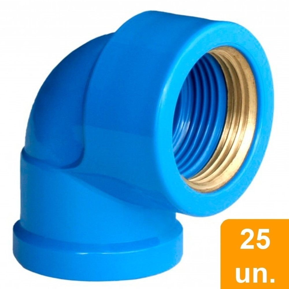 Joelho Soldável 90º Plastilit com Bucha Latão 20×1/2 Azul – Embalagem com 25 Unidades Joelho Soldável 90º Plastilit com Bucha Latão 20×1/2 Azul – Embalagem com 25 Unidades