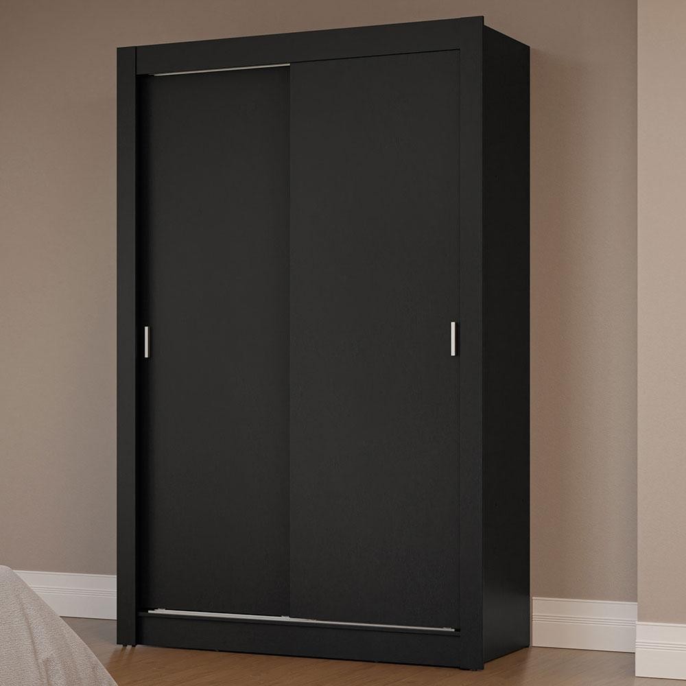 Guarda-Roupa Solteiro 2 Portas de Correr Preto Milano Madesa Guarda-Roupa Solteiro 2 Portas de Correr Preto Milano Madesa