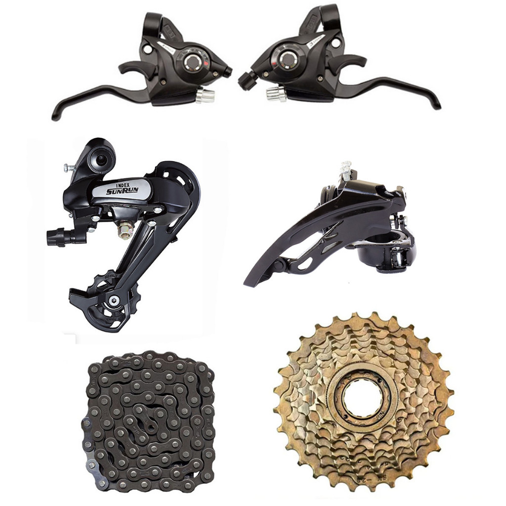 Kit Bicicleta 21 Vel Trocador Marcha Cambios Catraca Corrente Kit Bicicleta 21 Vel Trocador Marcha Cambios Catraca Corrente