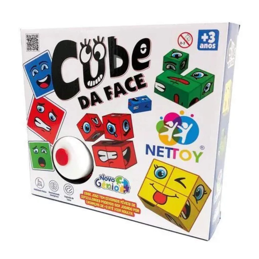 Brinquedo Educativo Infantil Jogo de Desafio Playcube Mude de Face Nettoy Atividades para Crianças Brinquedo Educativo Infantil Jogo de Desafio Playcube Mude de Face Nettoy Atividades para Crianças