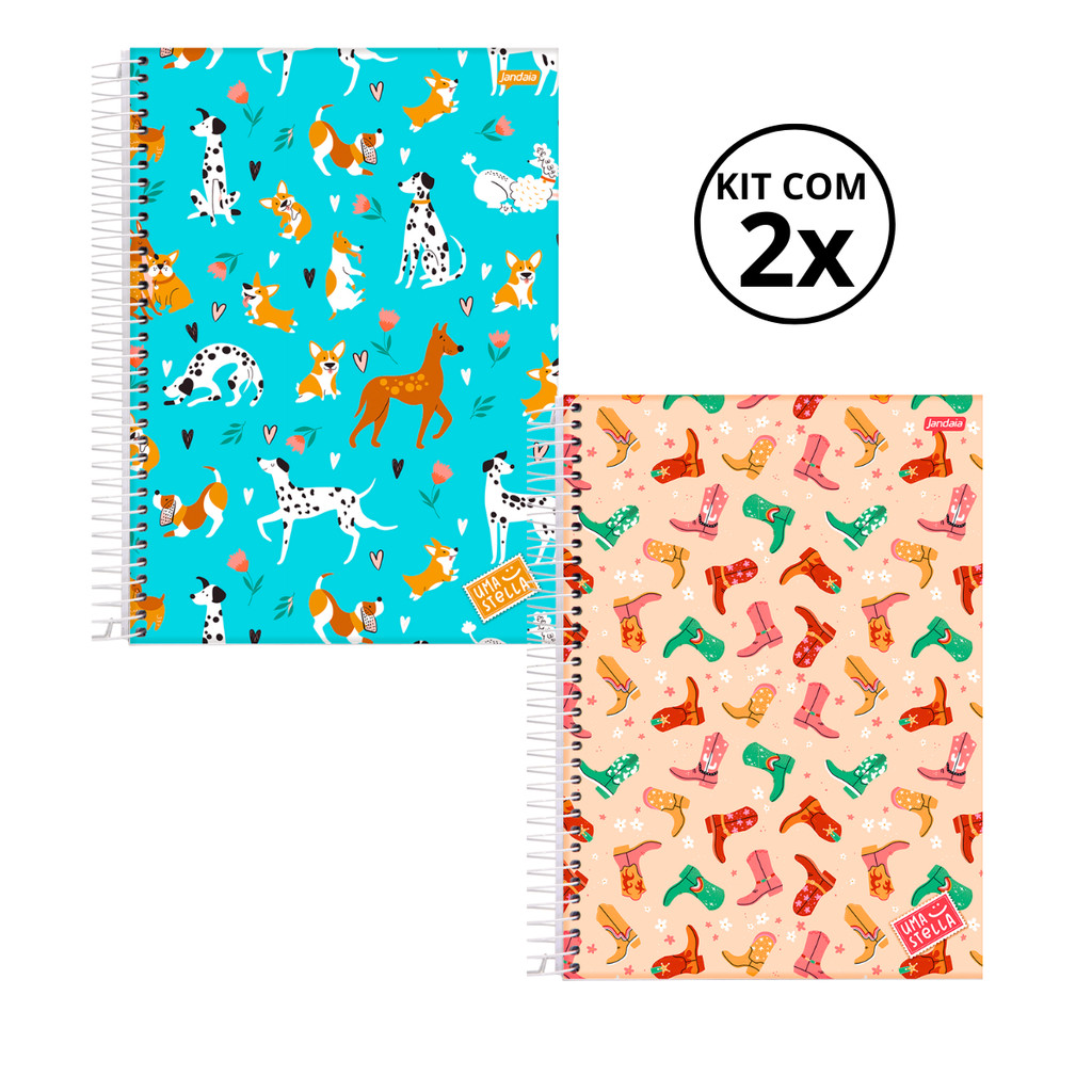 Kit 02 Cadernos Universitário 10 Matérias 160 Folhas Stella – Jandaia CAPA:Cachorro/Bota Kit 02 Cadernos Universitário 10 Matérias 160 Folhas Stella – Jandaia CAPA:Cachorro/Bota
