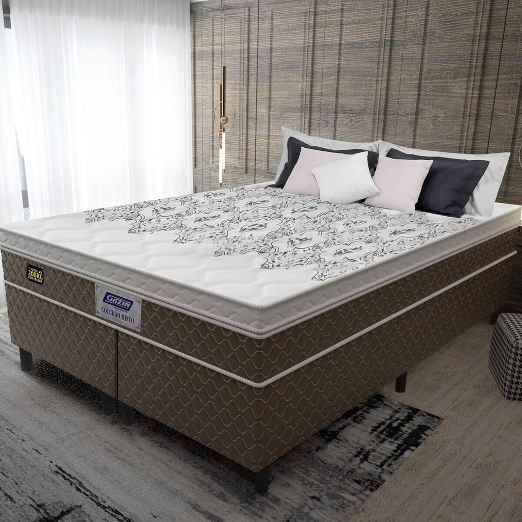Cama Box Conjugado Queen com Colchão (158x67x198) Stone Plus Gazin CR35342 Cama Box Conjugado Queen com Colchão (158x67x198) Stone Plus Gazin CR35342