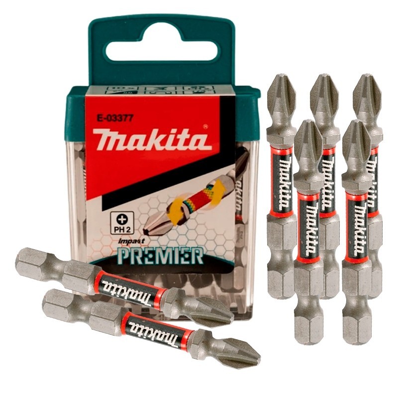Pote C/ 10 Pecas Bits Phillips de Torcao 50mm PH2 Premier Makita E-03377
