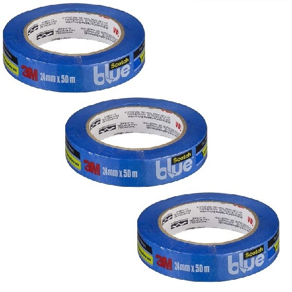 Kit com 3 Fita Crepe Blue Tape Profissional 3M 24MM X 50M Kit com 3 Fita Crepe Blue Tape Profissional 3M 24MM X 50M