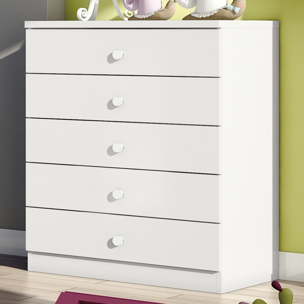 Cômoda de Bebê Bala de Menta 5 Gavetas Branco – Henn Cômoda de Bebê Bala de Menta 5 Gavetas Branco – Henn
