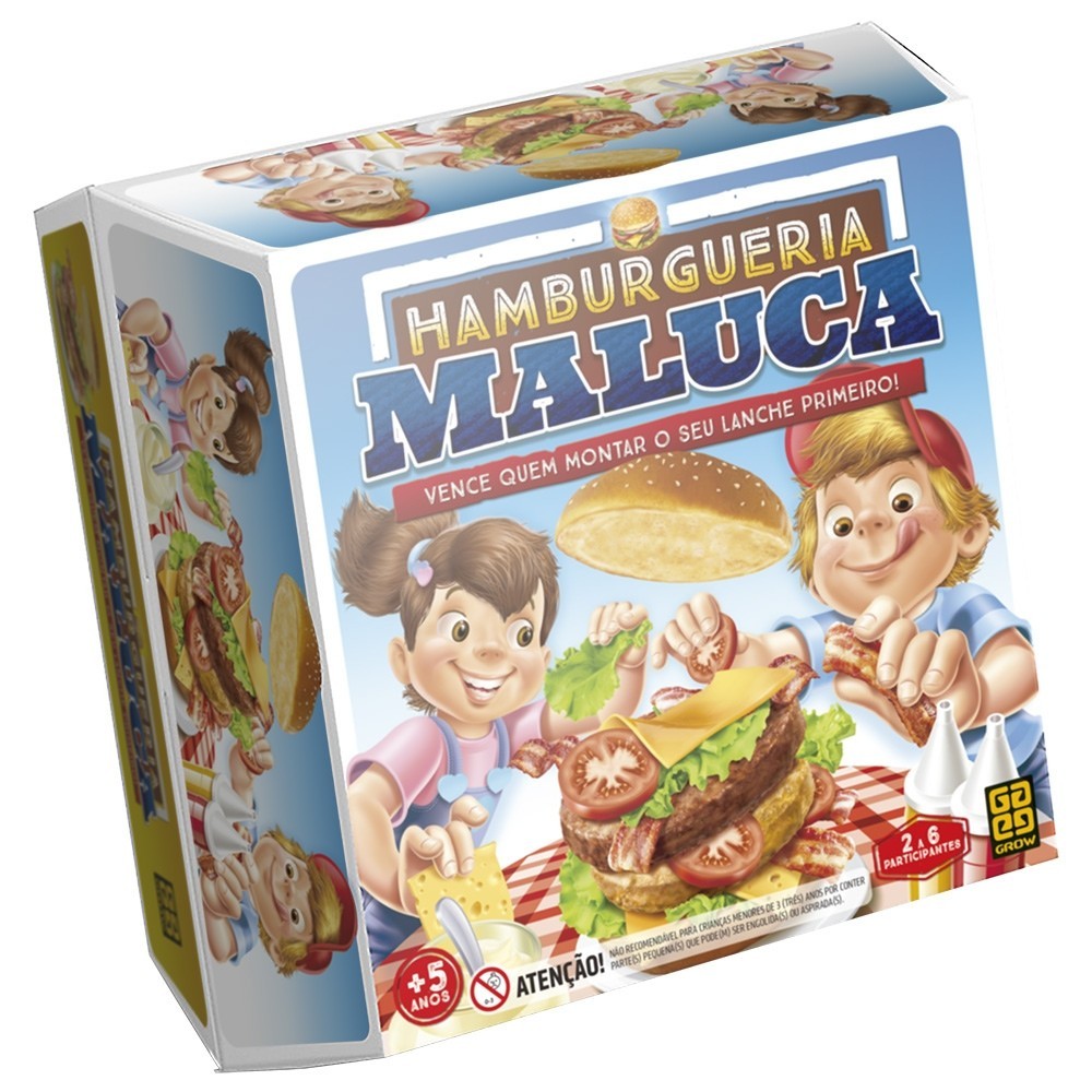 JOGO HAMBURGUERIA MALUCA GROW BRINQUEDO DE MESA FAMÍLIA TABULEIRO GAME MONTAR LANCHE HAMBURGUER JOGO HAMBURGUERIA MALUCA GROW BRINQUEDO DE MESA FAMÍLIA TABULEIRO GAME MONTAR LANCHE HAMBURGUER