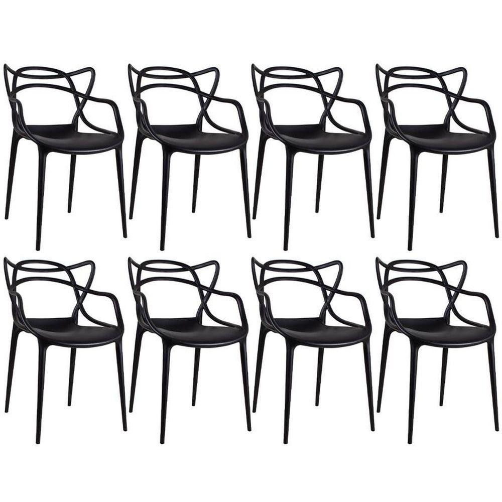 Kit com 8 Cadeiras Masters Allegra Preta Kit com 8 Cadeiras Masters Allegra Preta