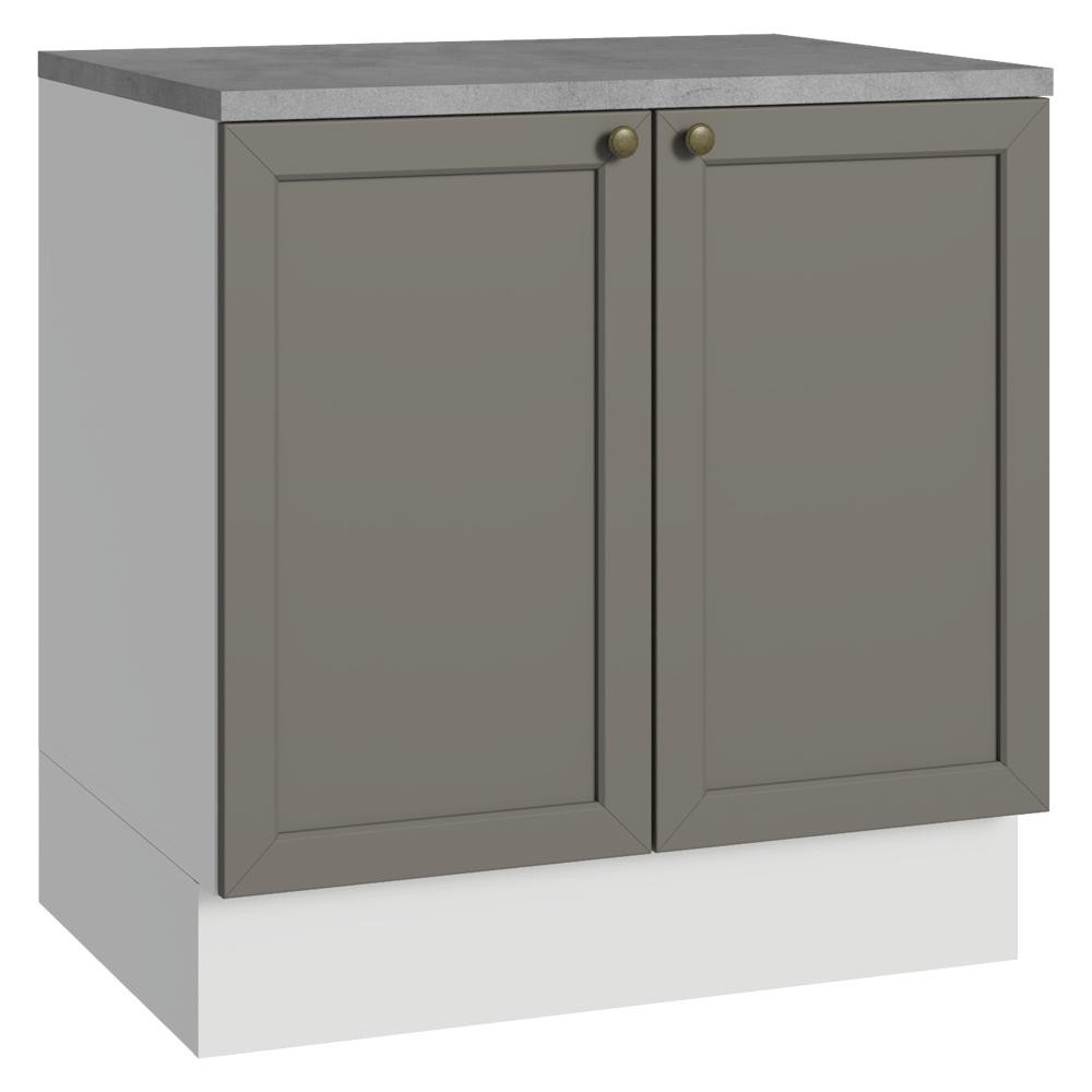 Balcão de Cozinha 80 cm 2 Portas Branco/Cinza Vik Madesa Balcão de Cozinha 80 cm 2 Portas Branco/Cinza Vik Madesa