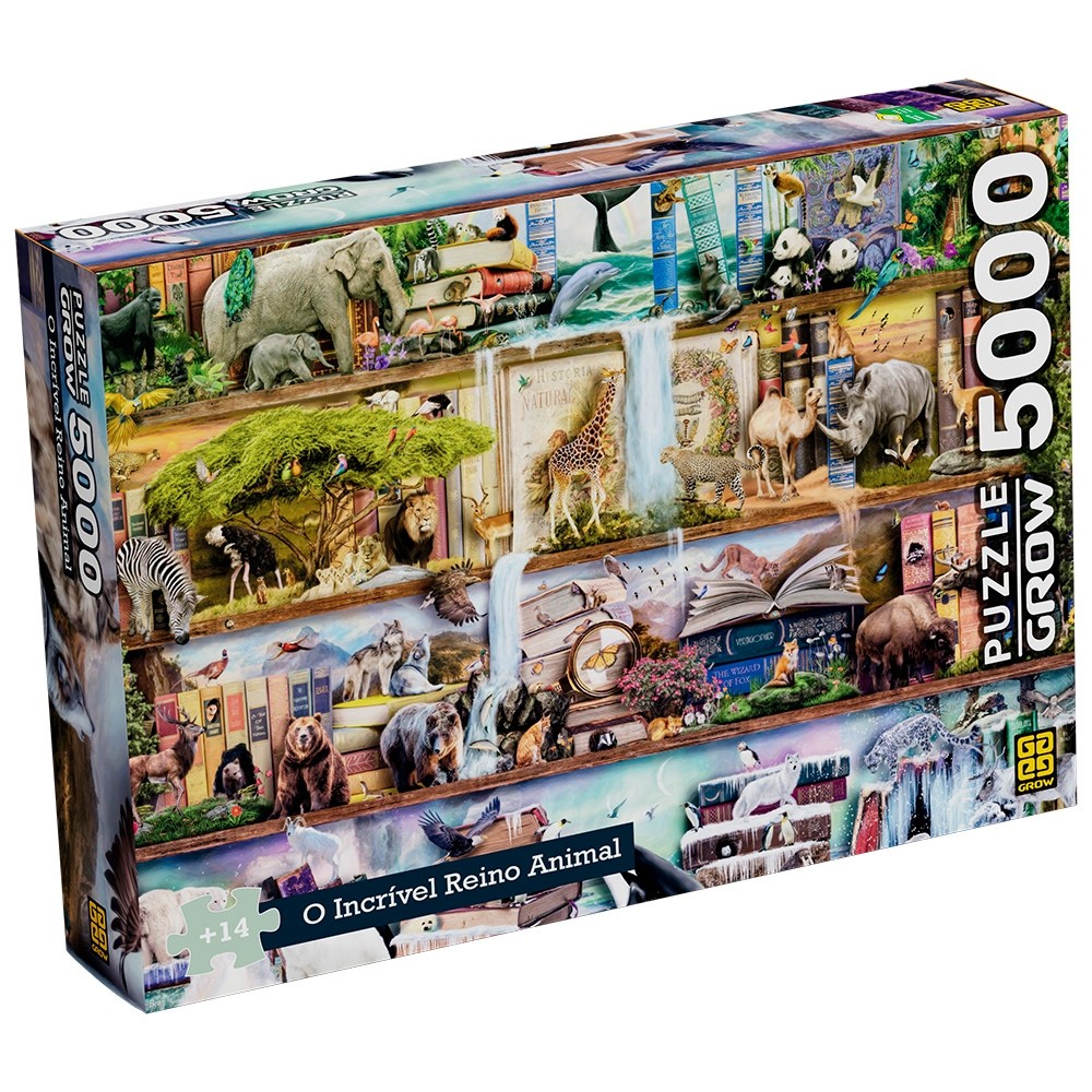 QUEBRA CABEÇA O INCRÍVEL REINO ANIMAL 5000 PEÇAS GROW PUZZLE QUADRO HABITAT URSO TIGRE ELEFANTE LOBO QUEBRA CABEÇA O INCRÍVEL REINO ANIMAL 5000 PEÇAS GROW PUZZLE QUADRO HABITAT URSO TIGRE ELEFANTE LOBO