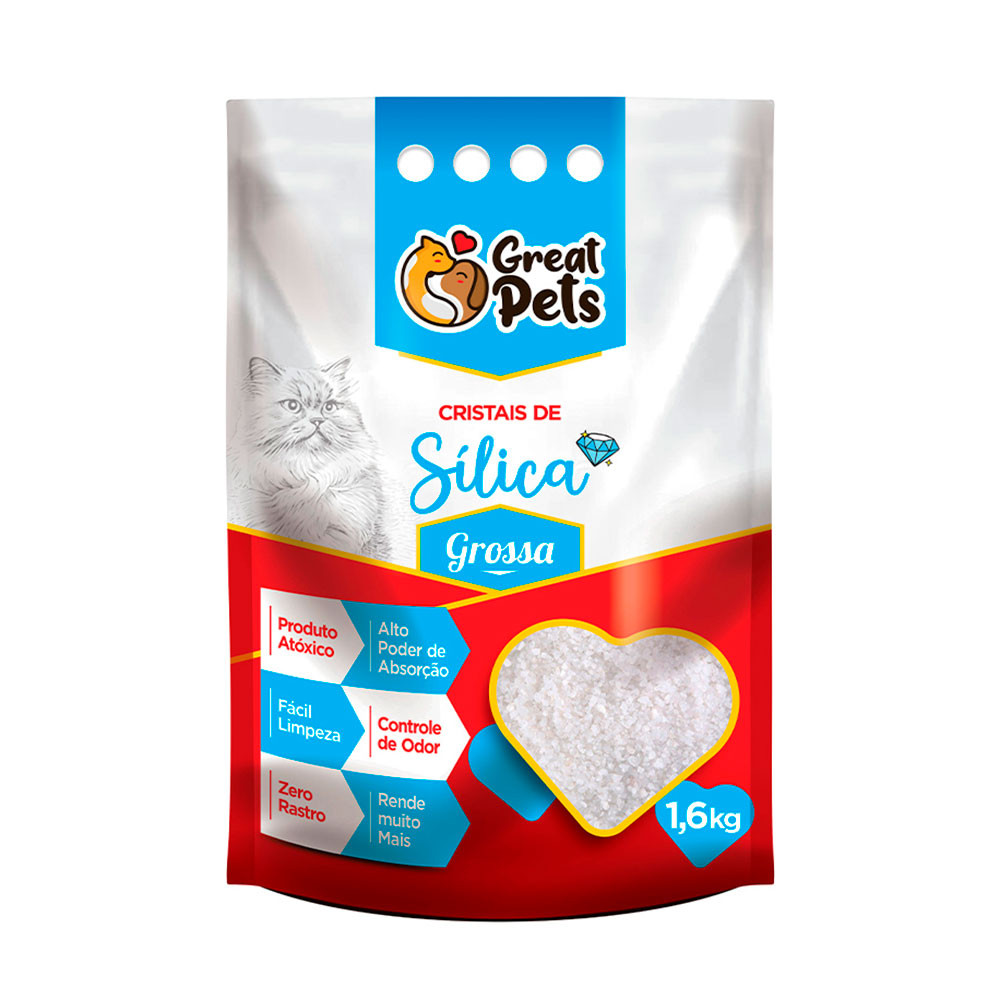 Areia Higiênica Para Gatos Sílica Great Pets Grossa 1,6kg Areia Higiênica Para Gatos Sílica Great Pets Grossa 1,6kg