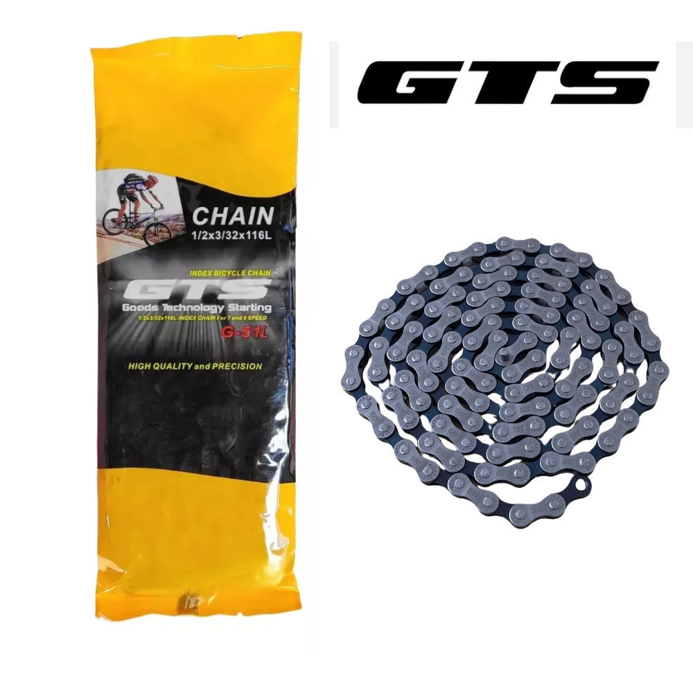 Corrente GTS Fina Index 7v 8v 21 / 24 Marchas 116 Elos Original Corrente GTS Fina Index 7v 8v 21 / 24 Marchas 116 Elos Original