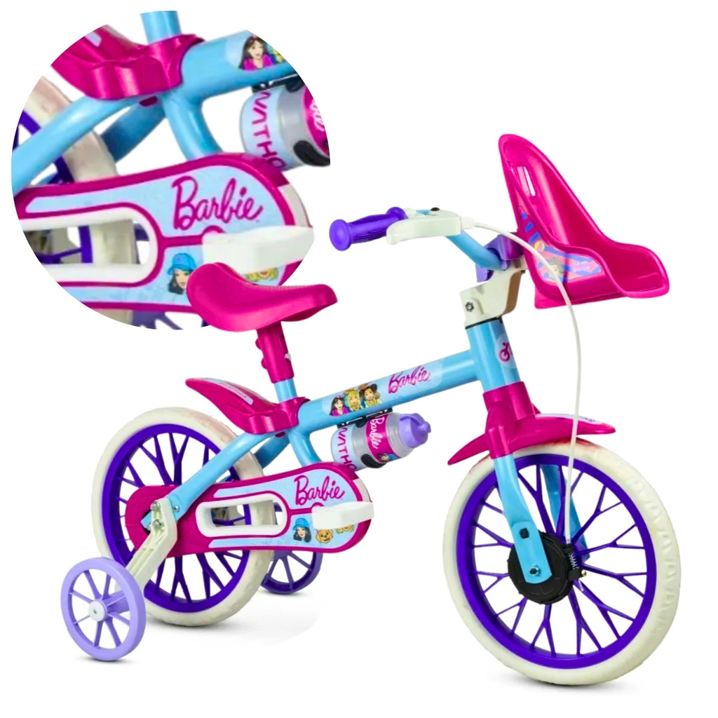 Bicicleta Infantil Aro 12 Nathor Barbie Menina 1-4 anos Bicicleta Infantil Aro 12 Nathor Barbie Menina 1-4 anos
