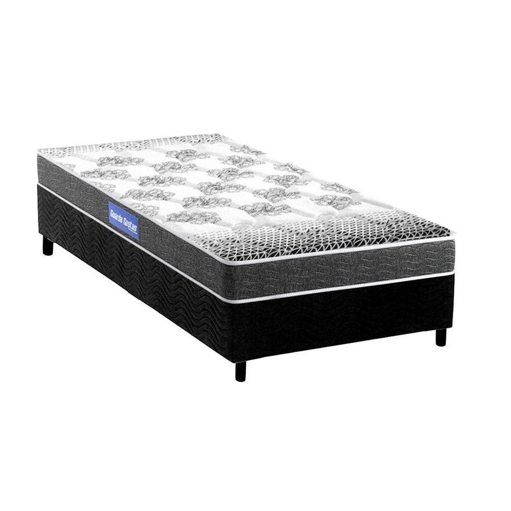Conjunto Box Solteiro: Colchão Espuma Probel Guarda Costas Resistente + Base CRC Suede Black(88×188)