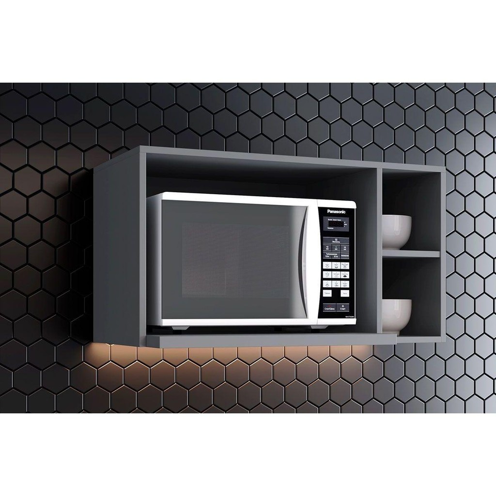 Nicho para Cozinha Suporte p/Microondas Americana 80x44cm Cinza – Henn Nicho para Cozinha Suporte p/Microondas Americana 80x44cm Cinza – Henn