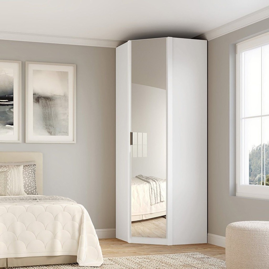 Guarda-roupa de Canto 1 Porta com Espelho Altezza Branco Guarda-roupa de Canto 1 Porta com Espelho Altezza Branco