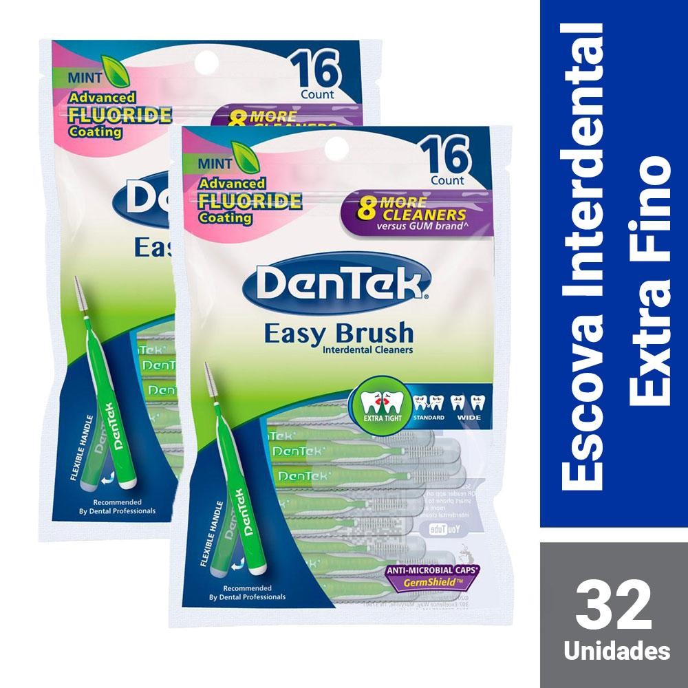 Kit Escova Interdental Dentek Easy Brush Fino com 32 unidades Kit Escova Interdental Dentek Easy Brush Fino com 32 unidades