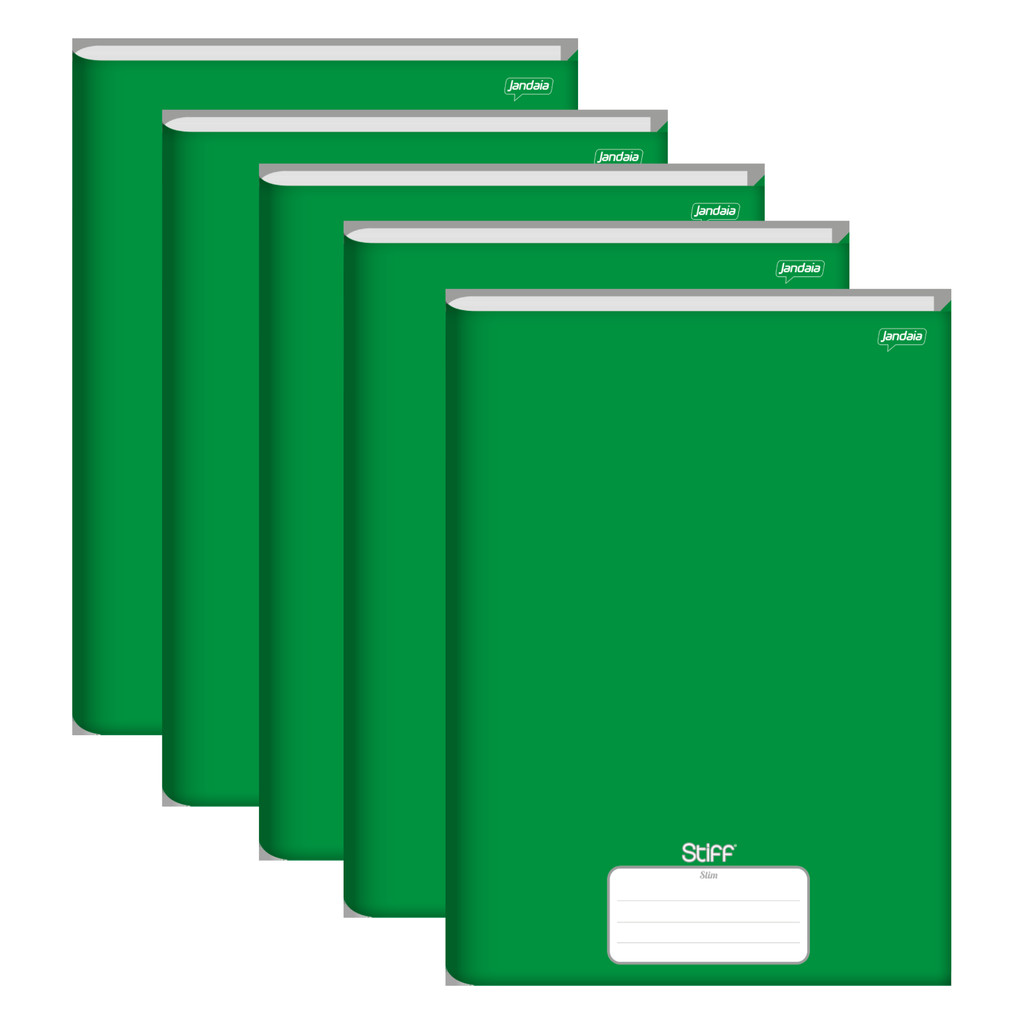 Caderno Brochura 1/4 Capa Dura 80 Folhas Stiff Verde Slim – Pacote Com 5 Unidades Caderno Brochura 1/4 Capa Dura 80 Folhas Stiff Verde Slim – Pacote Com 5 Unidades
