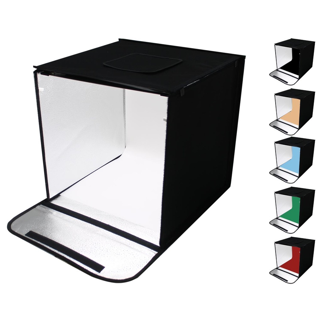 Mini Estúdio Cabine  Fotográfico Portátil 60x60cm 2 Barra Led com 6 Fundos