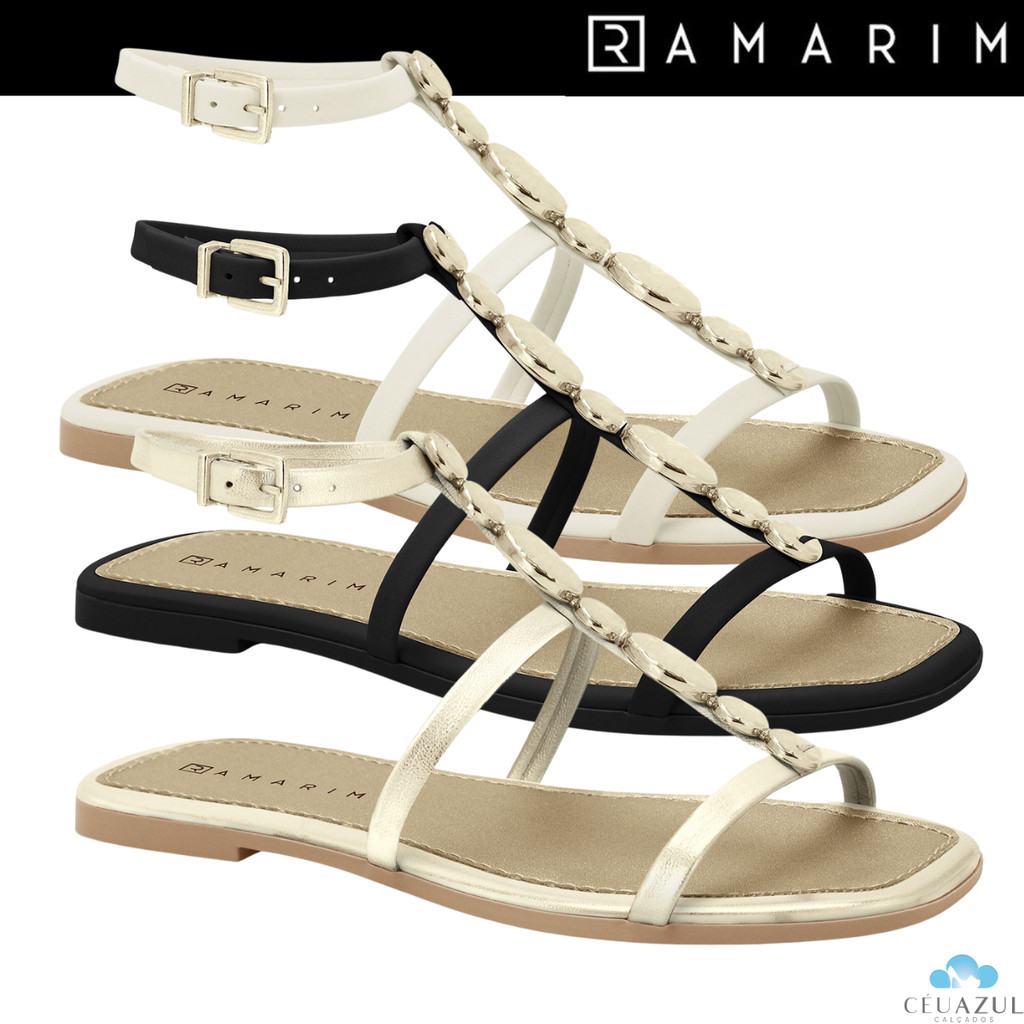 Rasteira Feminina Ramarim Detalhe Metalizada Confortável Elegante Rasteira Feminina Ramarim Detalhe Metalizada Confortável Elegante