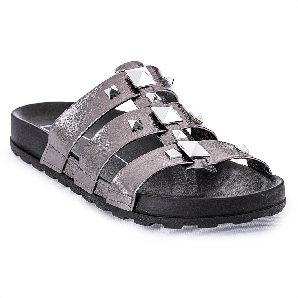 Sandália Moleca Papete Spikes Grafite – Feminino Sandália Moleca Papete Spikes Grafite – Feminino