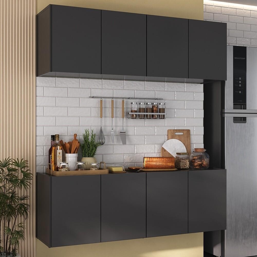 Cozinha Prática Kit Armário Aéreo + Balcão 4 Portas Multimóveis Cozinha Prática Kit Armário Aéreo + Balcão 4 Portas Multimóveis